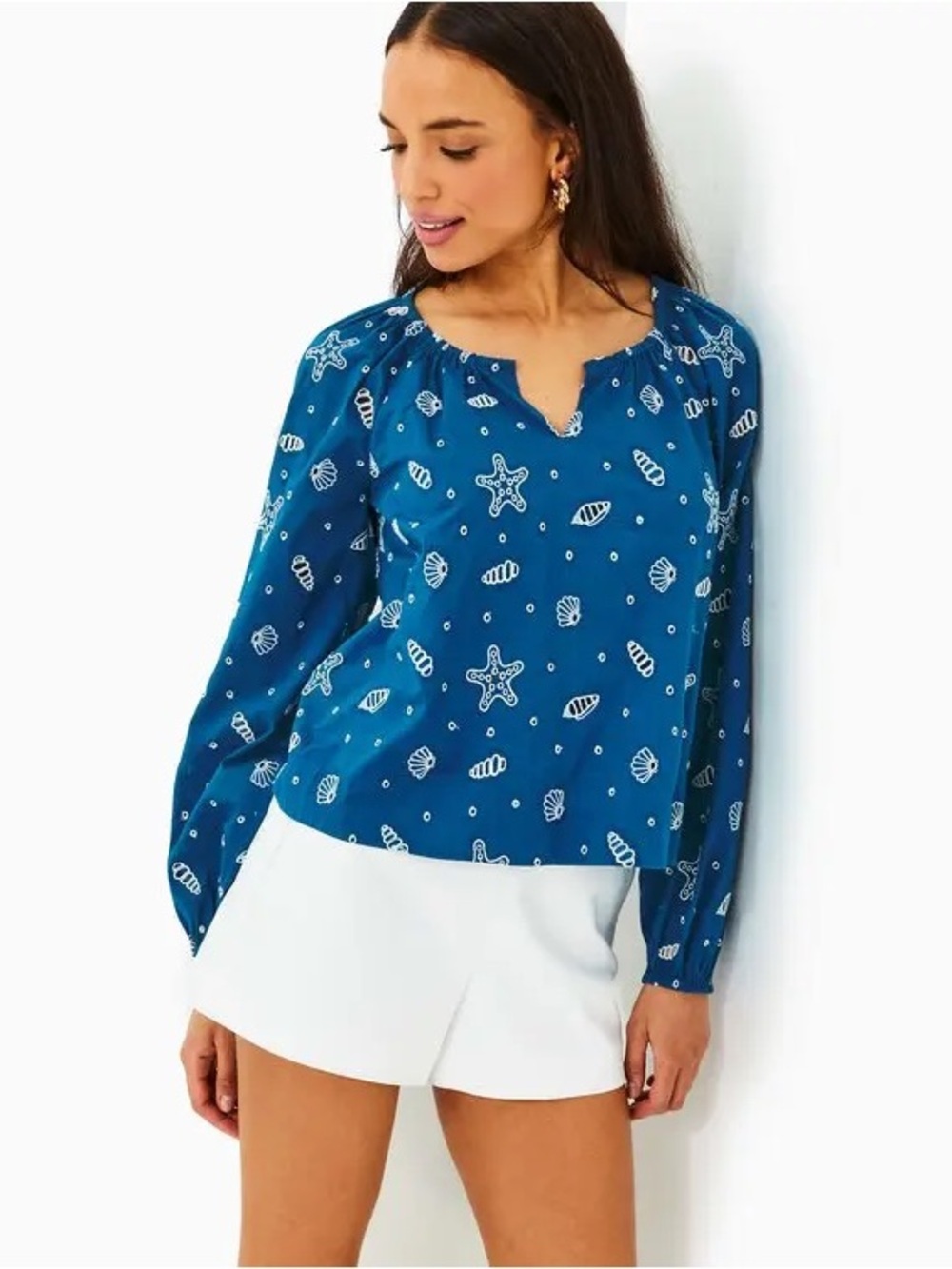Lilly Pulitzer Maisha Long Sleeve Eyelet Top Medium